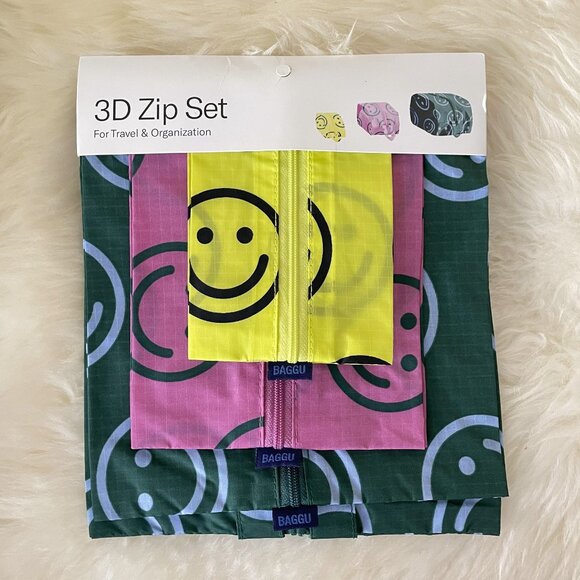 NWT BAGGU 3D Zip Set - Happy Mix (Yellow, Raspberry, Forest) - Picture 1 of 5